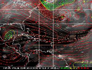 Météo tropicale : Carte des vents de cisaillement.