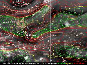 Météo tropicale : Carte des vents de cisaillement.