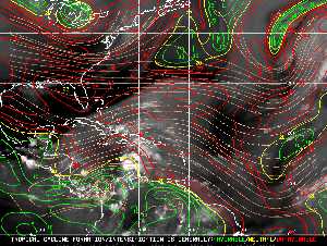 Météo tropicale : Carte des vents de cisaillement.