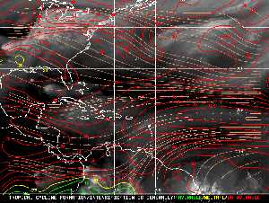 Météo tropicale : Carte des vents de cisaillement.