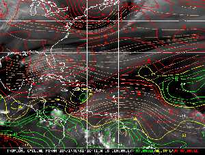 Météo tropicale : Carte des vents de cisaillement.