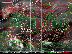Météo tropicale : Carte des vents de cisaillement.
