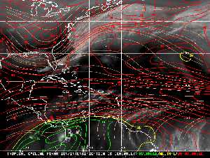Météo tropicale : Carte des vents de cisaillement.