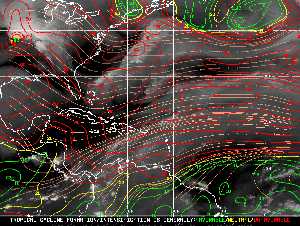 Météo tropicale : Carte des vents de cisaillement.