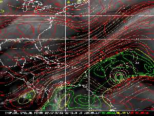 Météo tropicale : Carte des vents de cisaillement.