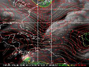 Météo tropicale : Carte des vents de cisaillement.