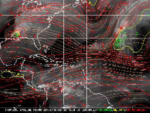 Météo tropicale : Carte des vents de cisaillement.