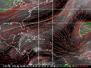 Météo tropicale : Carte des vents de cisaillement.