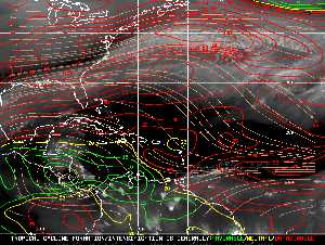 Météo tropicale : Carte des vents de cisaillement.