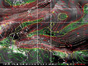 Météo tropicale : Carte des vents de cisaillement.