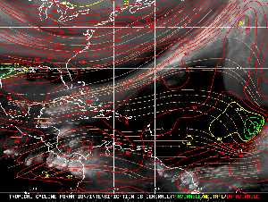 Météo tropicale : Carte des vents de cisaillement.