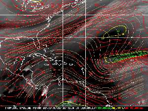 Météo tropicale : Carte des vents de cisaillement.