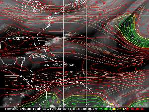 Météo tropicale : Carte des vents de cisaillement.