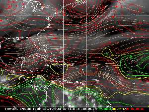 Météo tropicale : Carte des vents de cisaillement.