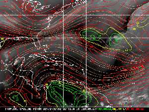 Météo tropicale : Carte des vents de cisaillement.