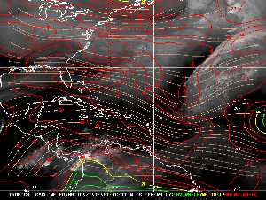 Météo tropicale : Carte des vents de cisaillement.