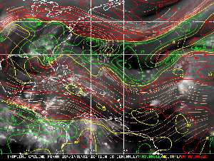 Météo tropicale : Carte des vents de cisaillement.