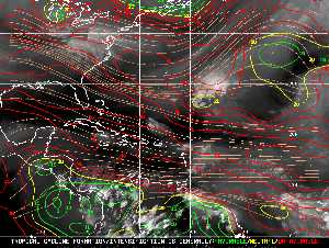 Météo tropicale : Carte des vents de cisaillement.