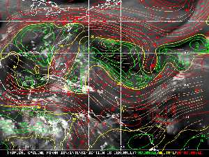 Météo tropicale : Carte des vents de cisaillement.