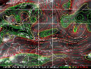 Météo tropicale : Carte des vents de cisaillement.