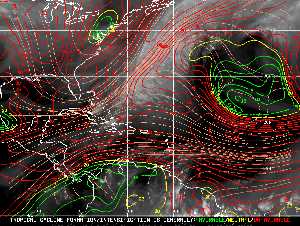 Météo tropicale : Carte des vents de cisaillement.