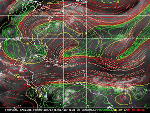 Météo tropicale : Carte des vents de cisaillement.