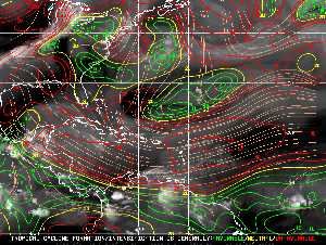 Météo tropicale : Carte des vents de cisaillement.