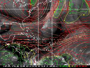 Météo tropicale : Carte des vents de cisaillement.