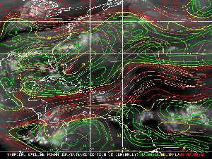 Météo tropicale : Carte des vents de cisaillement.