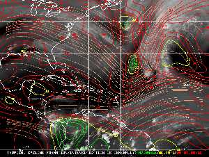 Météo tropicale : Carte des vents de cisaillement.