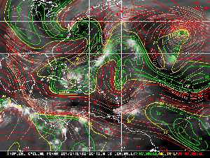 Météo tropicale : Carte des vents de cisaillement.