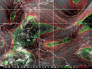 Météo tropicale : Carte des vents de cisaillement.