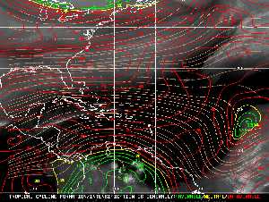 Météo tropicale : Carte des vents de cisaillement.