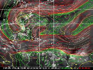 Météo tropicale : Carte des vents de cisaillement.