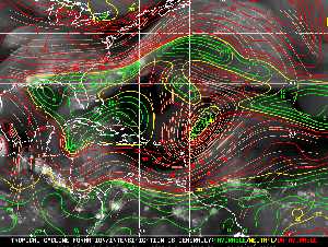 Météo tropicale : Carte des vents de cisaillement.