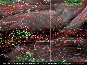 Météo tropicale : Carte des vents de cisaillement.