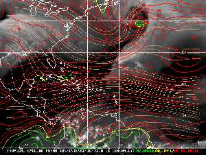 Météo tropicale : Carte des vents de cisaillement.