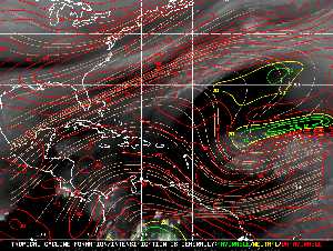 Météo tropicale : Carte des vents de cisaillement.
