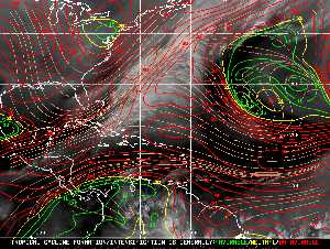 Météo tropicale : Carte des vents de cisaillement.