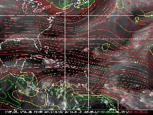 Météo tropicale : Carte des vents de cisaillement.