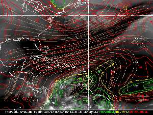 Météo tropicale : Carte des vents de cisaillement.