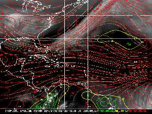 Météo tropicale : Carte des vents de cisaillement.