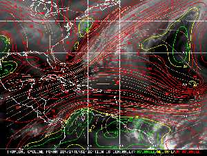 Météo tropicale : Carte des vents de cisaillement.