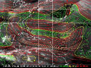 Météo tropicale : Carte des vents de cisaillement.