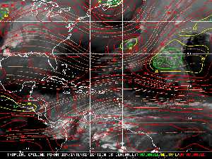 Météo tropicale : Carte des vents de cisaillement.