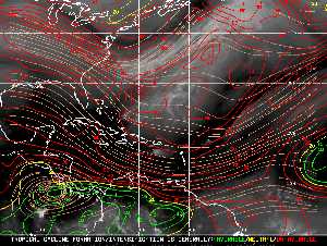 Météo tropicale : Carte des vents de cisaillement.