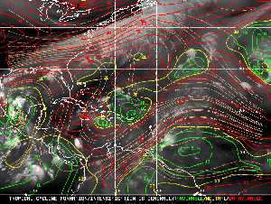 Météo tropicale : Carte des vents de cisaillement.
