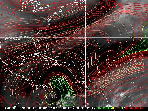 Météo tropicale : Carte des vents de cisaillement.