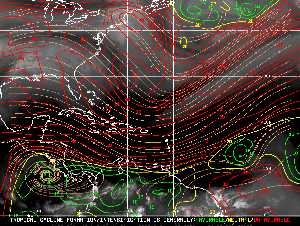 Météo tropicale : Carte des vents de cisaillement.