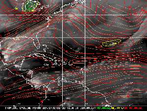 Météo tropicale : Carte des vents de cisaillement.